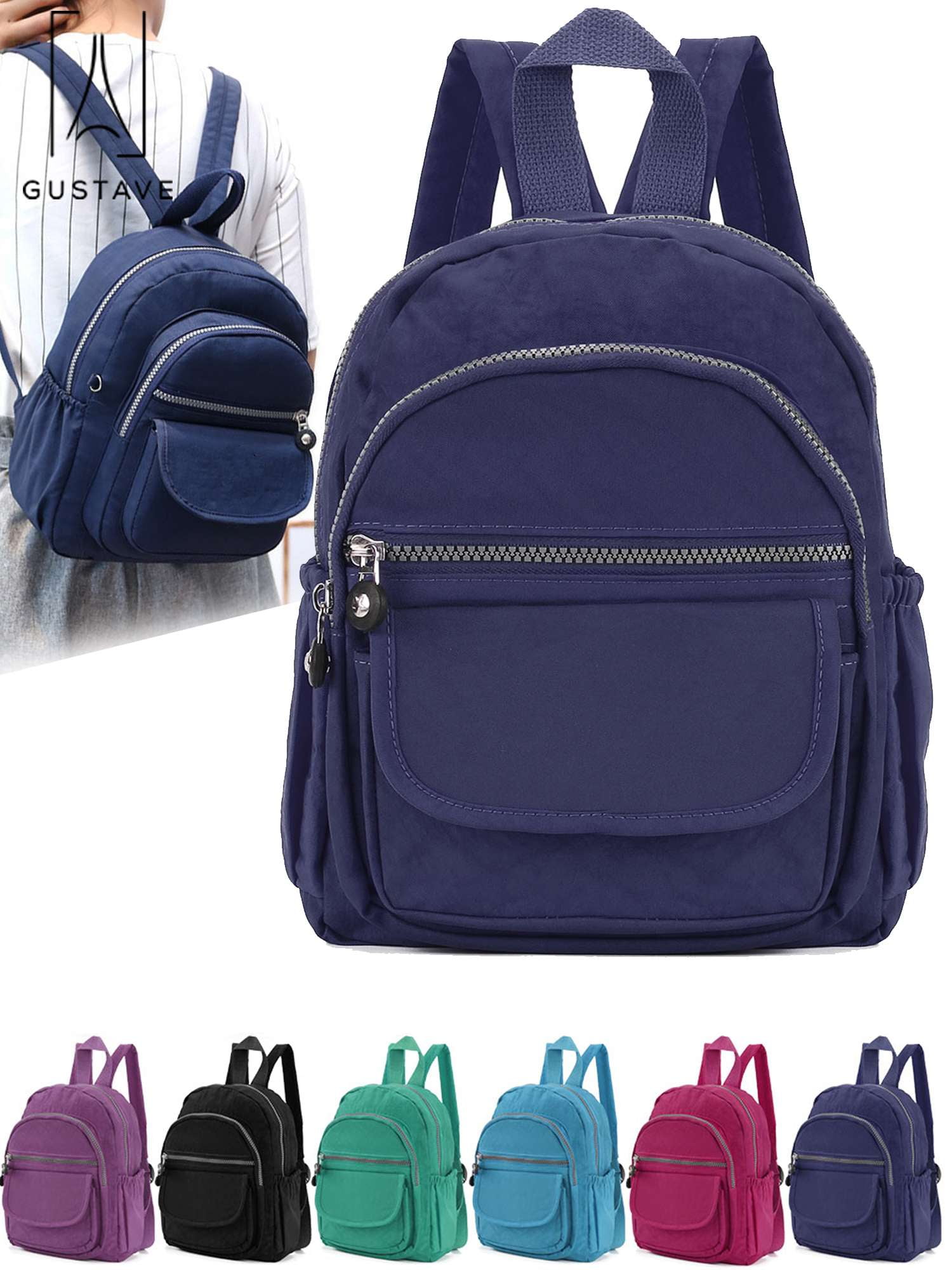 Gustave Mini Nylon Backpack Purse for Women Lightweight Anti theft Travel Backpack Daypack Casual Shoulder Handbag Girls Bookbag Navy 5ea85f71 c5c2 41f8 98a1 27ace989c5cf.996c3d1f6be667c3d153dbe44a6b4969